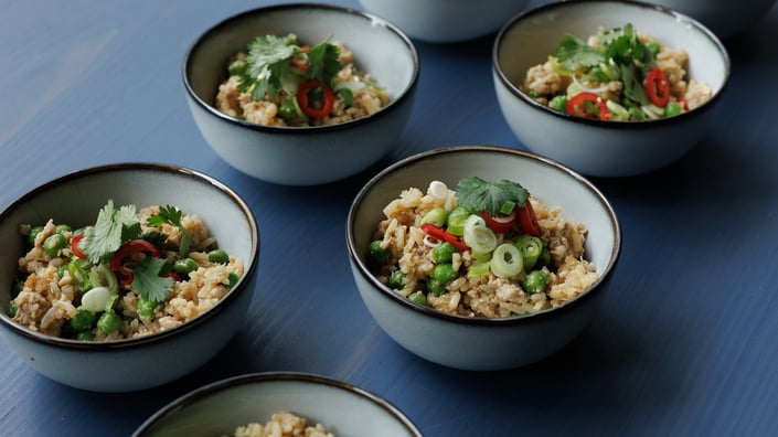 Fried rice med hakket kylling