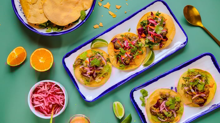 Taco med confiteret kråse