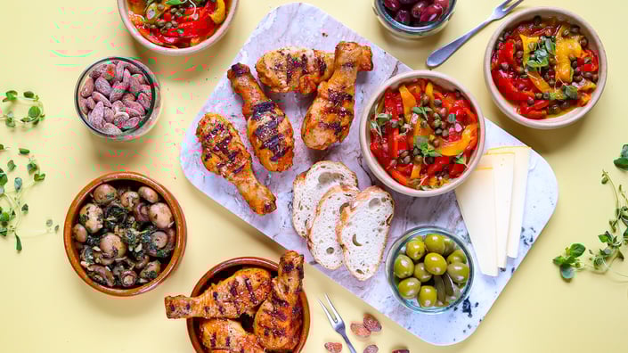 Tapasbræt med BBQ underlår