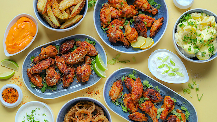 3 slags stegte hotwings