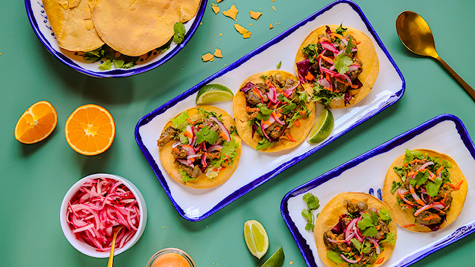 Taco med confiteret kråse